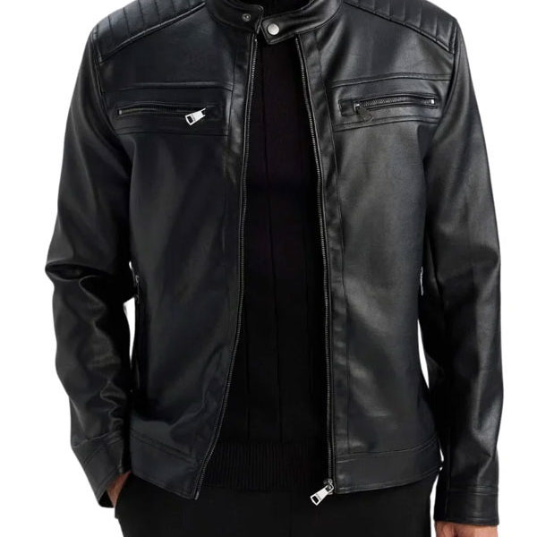 Men's Genuine Black Biker Lambskin Leather Jacket