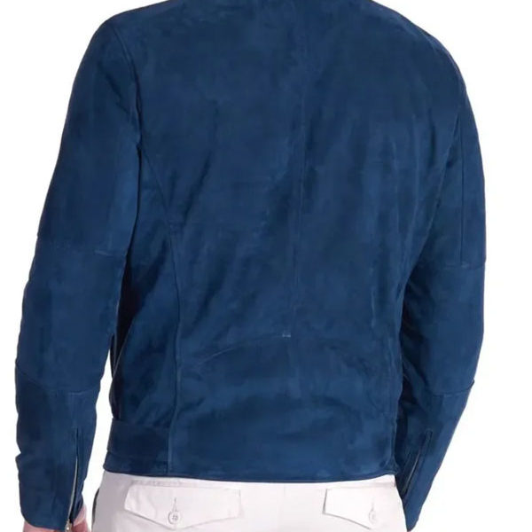 Men's Genuine Blue Biker Suede Leather Jacket
