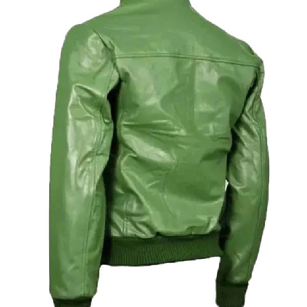 Men's Green Real Leather Bomber Jacket