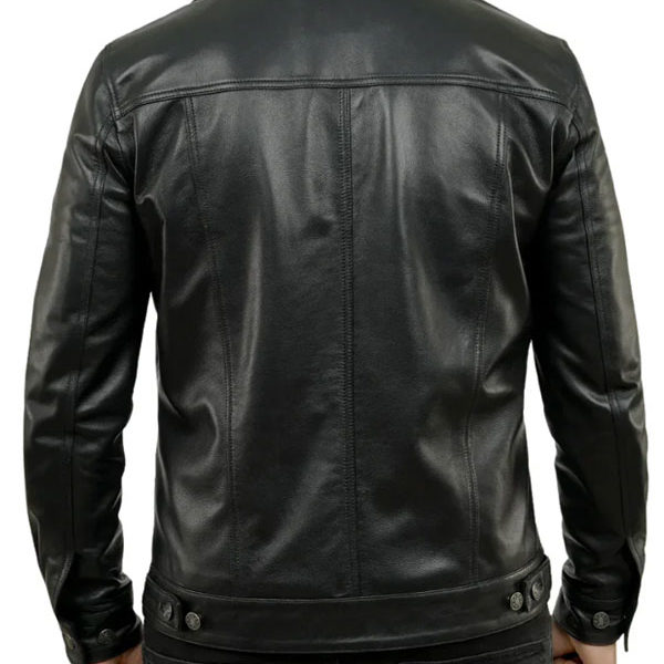 Men's Holland Trucker Black Real Leather Jacket