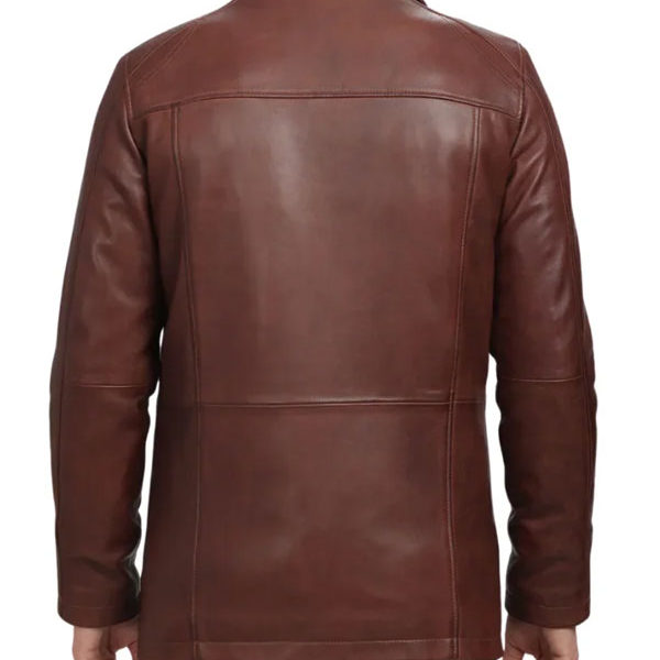 Men's Lambskin Genuine Leather Brown Car Coat