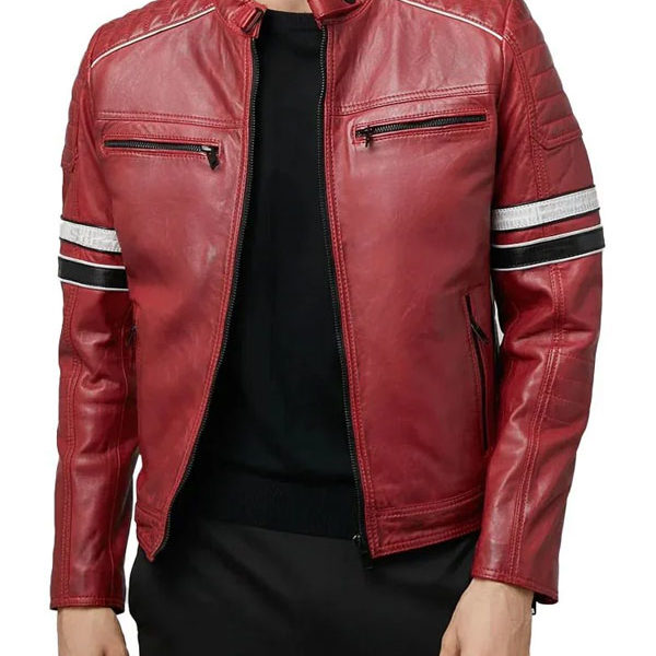 Men's Madrid Red Racing Premium Leather Jacket