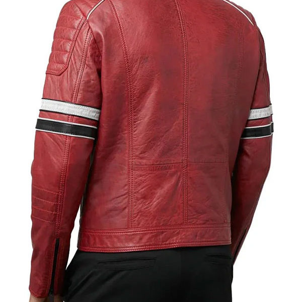 Men's Madrid Red Racing Premium Leather Jacket