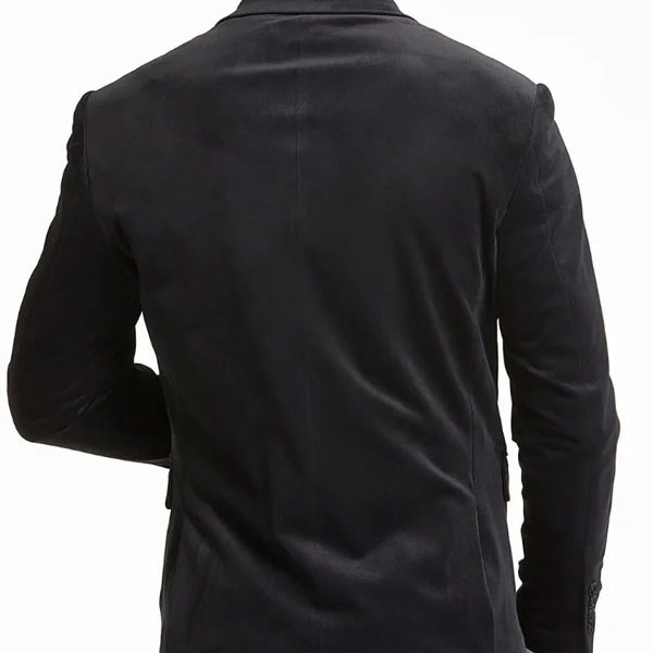 Men's Modern Fit Black Suede Sport Blazer Coat