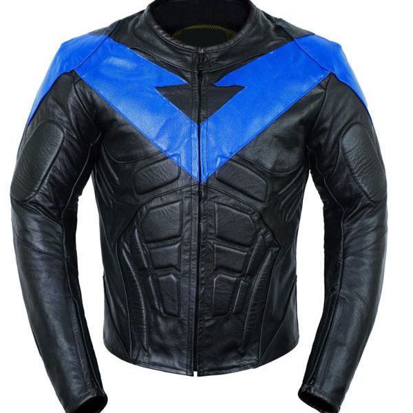 Mens Night Protective Black Motorcycle Real Leather Jacket