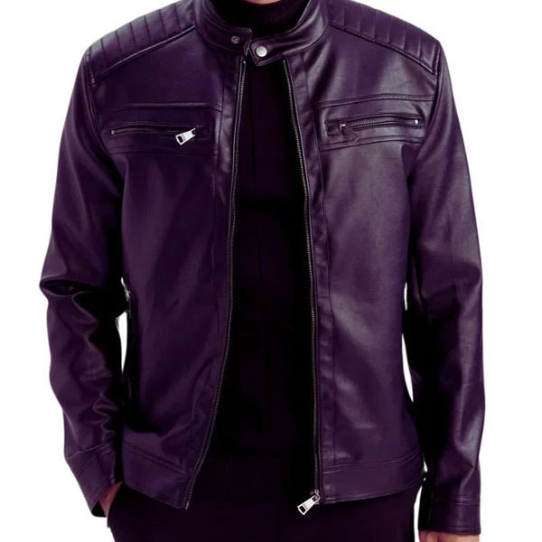 Men's Purple Biker Premium Leather Jacket