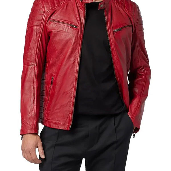Men's Red Motorcycle Premium Leather Jacket