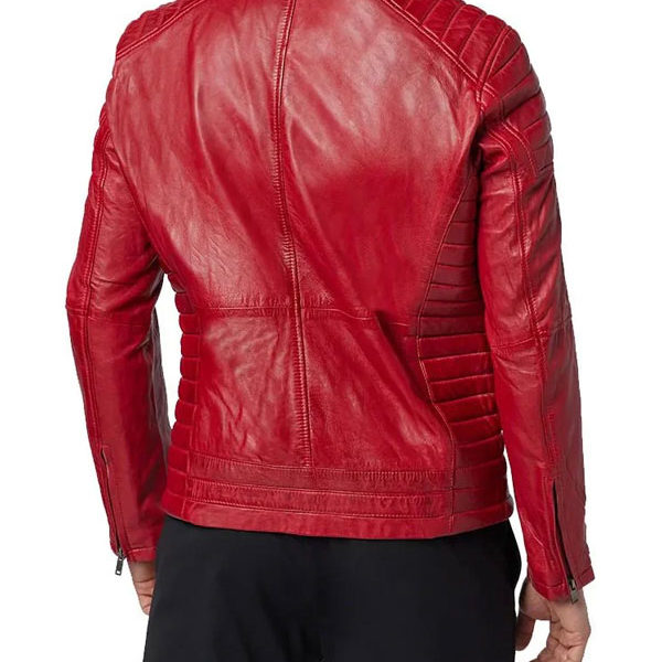 Men's Red Motorcycle Premium Leather Jacket