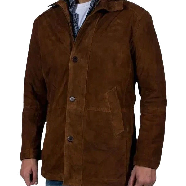 Men's Taylor Brown Suede Leather Trench Coat