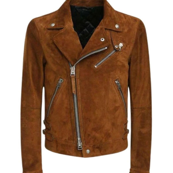 Men's Trail Brown Suede Leather Bomber Jacket
