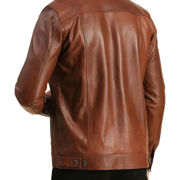 Men's Trucker Brown Motorcycle Real Leather Jacket