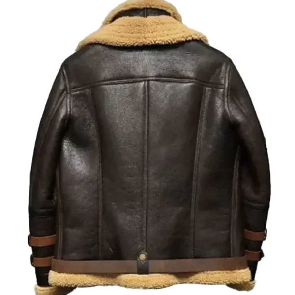 Peter Brown Triple Belted Brown Shearling Leather Jacket