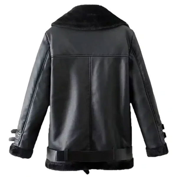 Rivera Sheepskin Black Leather Shearling Jacket
