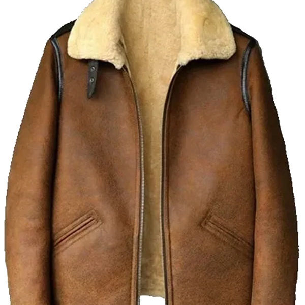 SF Aviator Johnson Brown Soft Shearling Leather Jacket