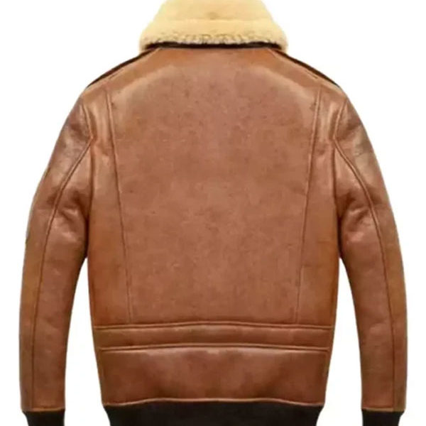 SF Samuel Tan Brown Shearling Bomber Leather Jacket