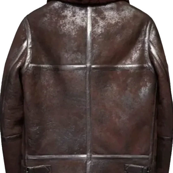 Shawn Distressed SF Brown Shearling Real Leather Jacket