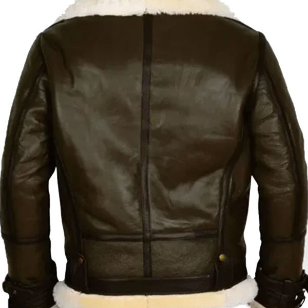 Terry Army B-3 Aviator Green Leather Shearling Jacket