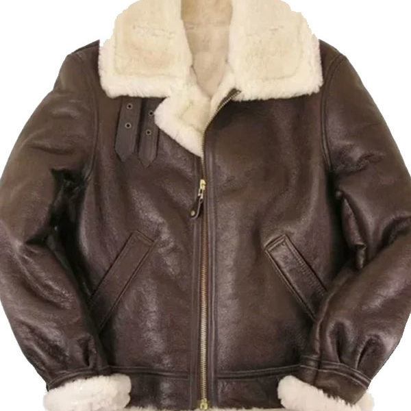 Thomas SF Aviator Flight Shearling Brown Real Leather Jacket