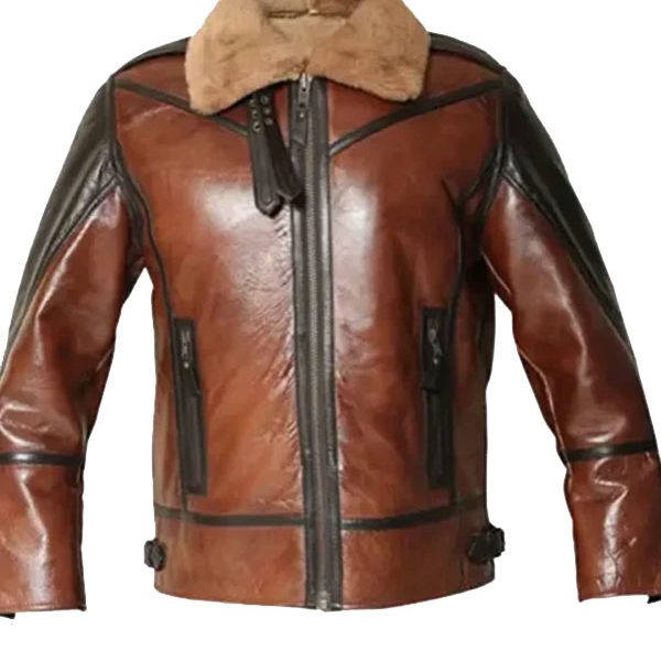 Thompson Aviator SF Distressed Brown Shearling Leather Jacket