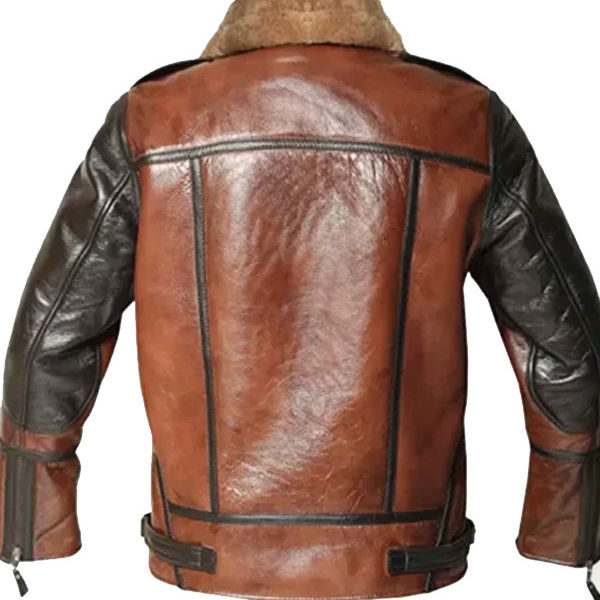 Thompson Aviator SF Distressed Brown Shearling Leather Jacket