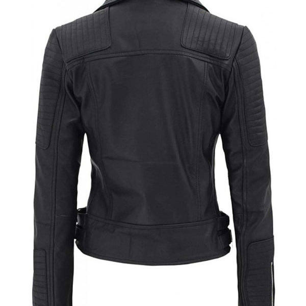 Women's Bari Black Motorcycle Leather Jacket