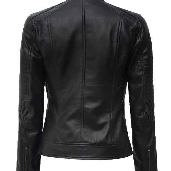 Women’s Cafe Racer Black Biker Real Leather Jacket
