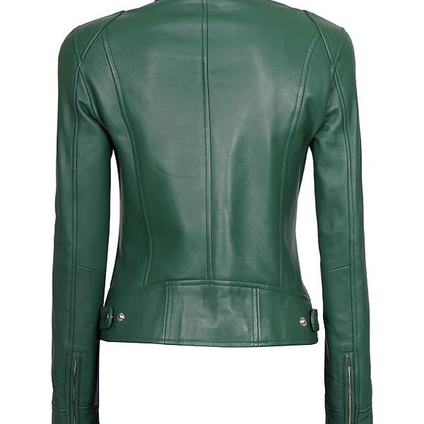 Women’s Cafe Racer Dodge Green Real Leather Jacket