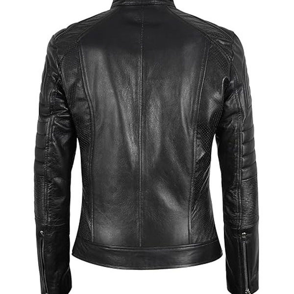 Women’s Classic Black Moto Biker Real Leather Jacket