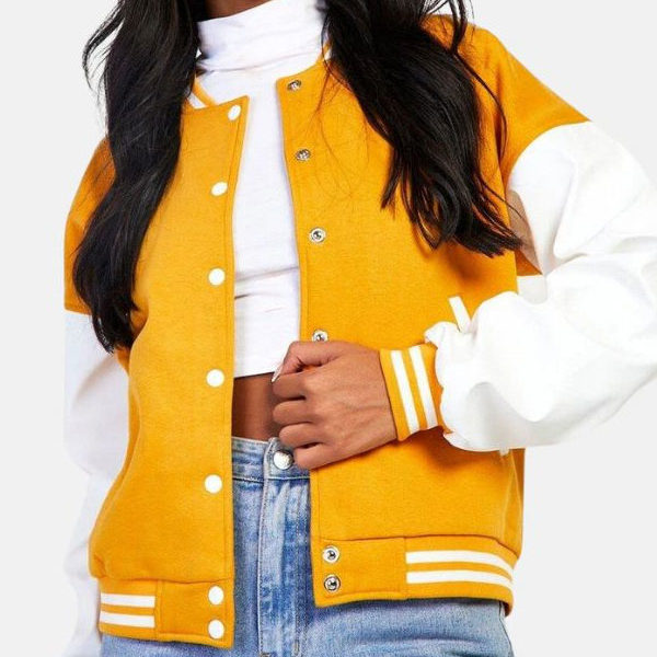 Women's Cropped Mustard Satin Bomber Jacket