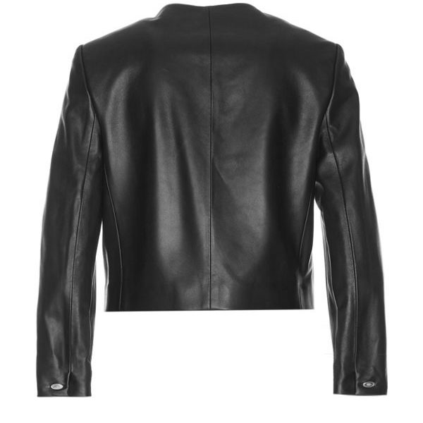 Women’s Cropped Short Body Black Biker Leather Jacket