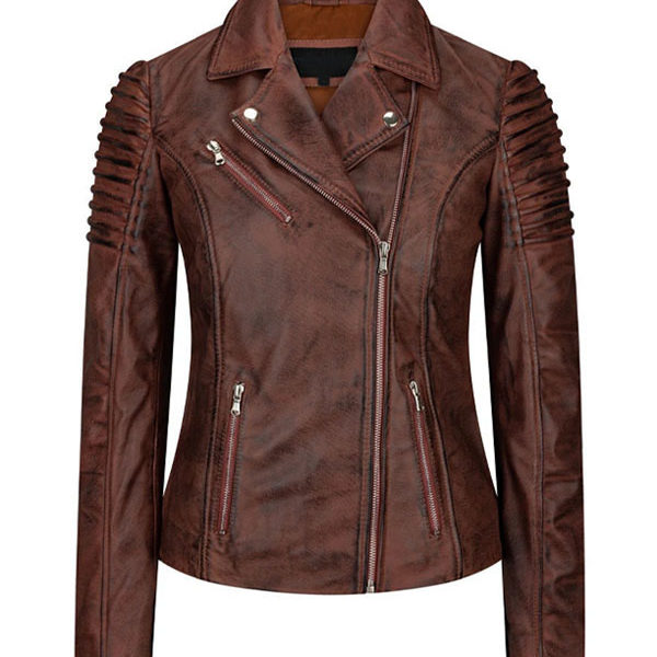 Women’s Designer Brown Real Leather Fashion Jacket