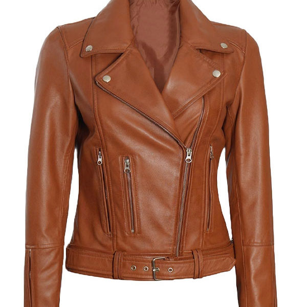 Women’s Elisa Asymmetrical Brown Real Leather Jacket