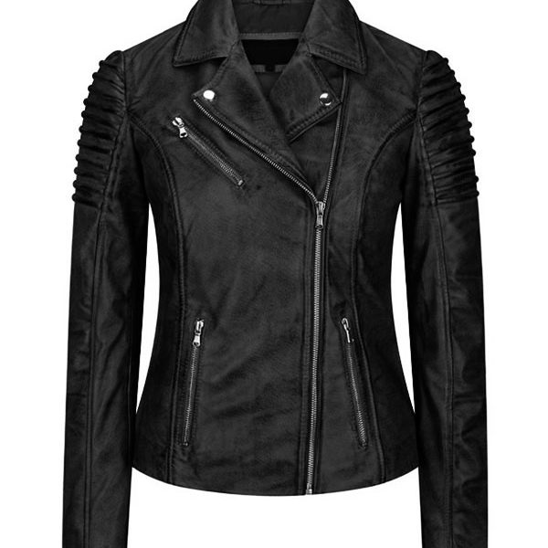 Women’s Fashion Designer Black Real Leather Jacket
