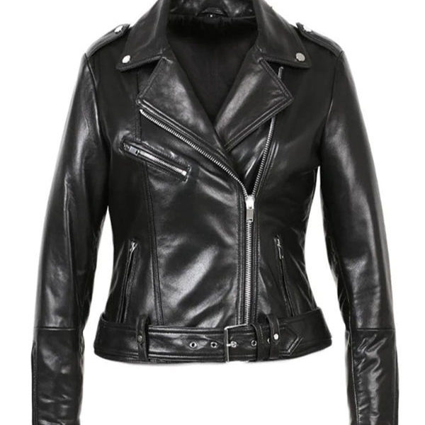 Women’s Kylee Classic Black Biker Leather Jacket