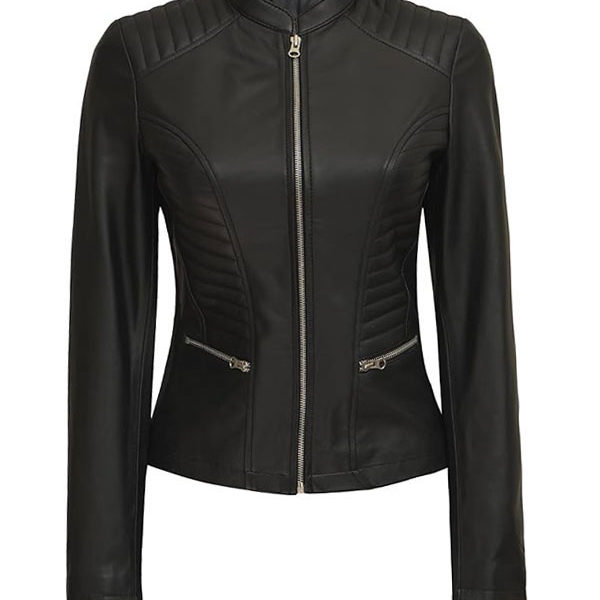 Women’s Rachel Slimfit Black Motobiker Leather Jacket