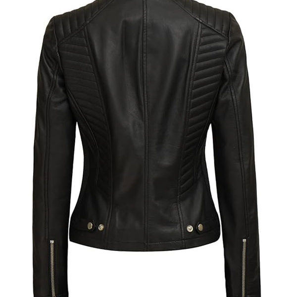 Women’s Rachel Slimfit Black Motobiker Leather Jacket