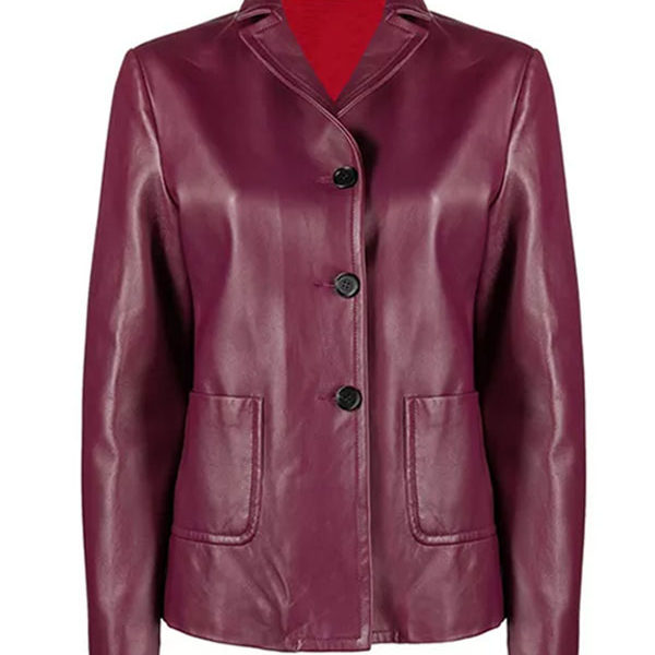 Women’s Shirt Style Maroon Real Leather Jacket