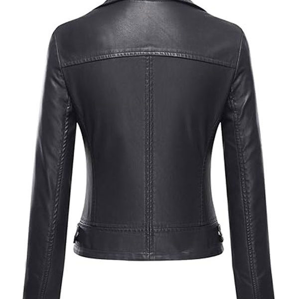 Women’s Slim Fit Black Biker Real Leather Jacket